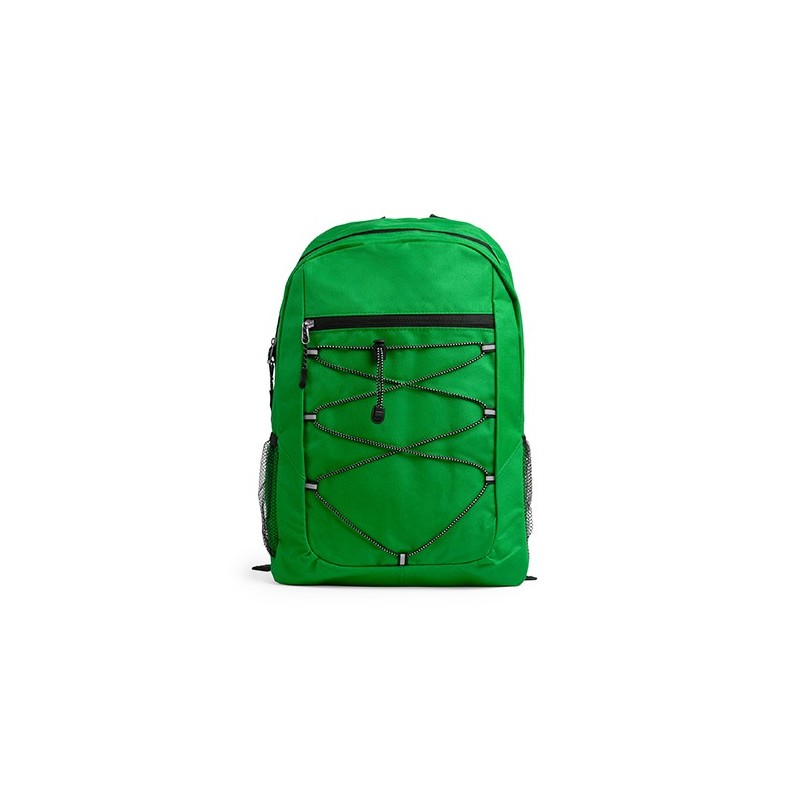 Rucsac sport cu cordon elastic bungee si buzunare laterale 600D MISURI 7181, verde