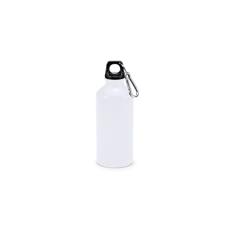 Bidon sticla 400 ml metalic capac plastic cu carabina ATHLETIC 4045, ALB