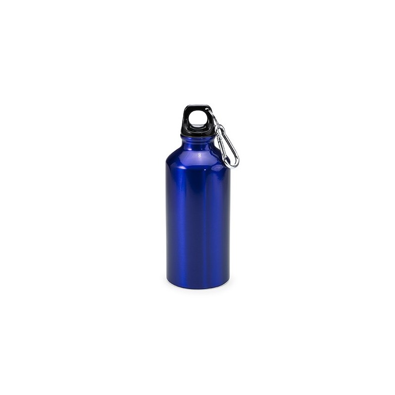 Bidon sticla 400 ml metalic capac plastic cu carabina ATHLETIC 4045, ALBASTRU