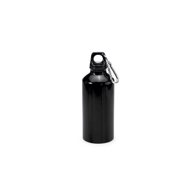 Bidon sticla 400 ml metalic capac plastic cu carabina ATHLETIC 4045, negru