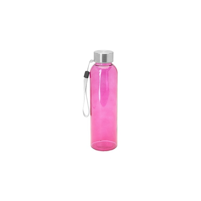 Bidon sticla 500 ml plastic COLORAT si dop din otel ALFE 4037, ROZ