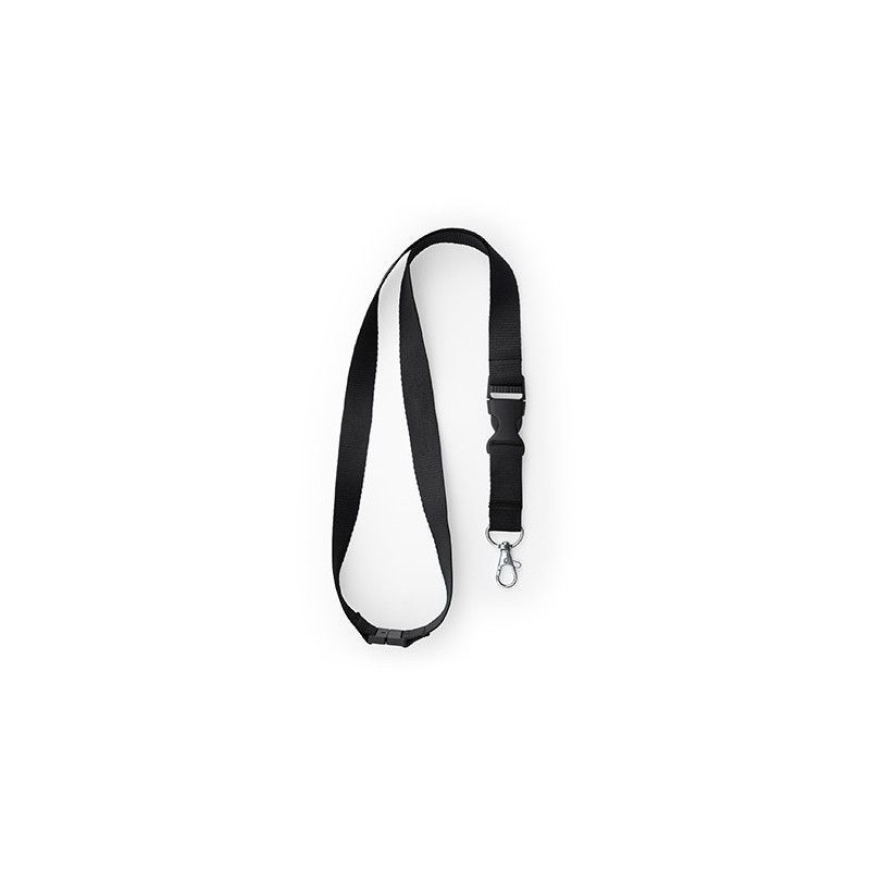 GUEST. Lanyard cu carabină, cataramă și închidere de siguranță., LY7054 - BLACK