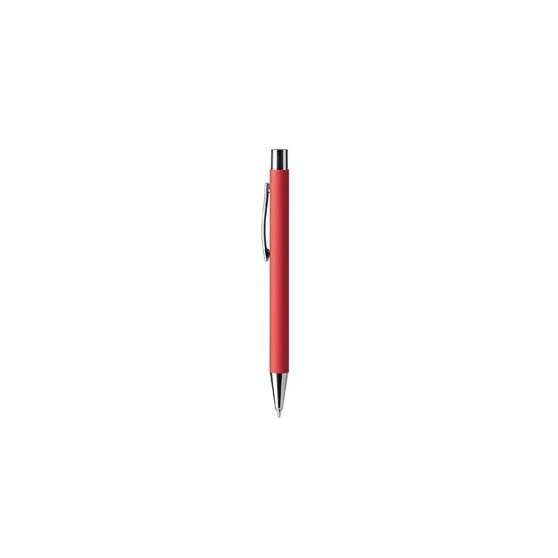 DOVER. Push ball pen with soft touch metal body - BL8095, RED