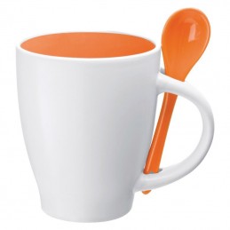 Cană ceramică cu lingurita de 250 ml - 8509510, Orange